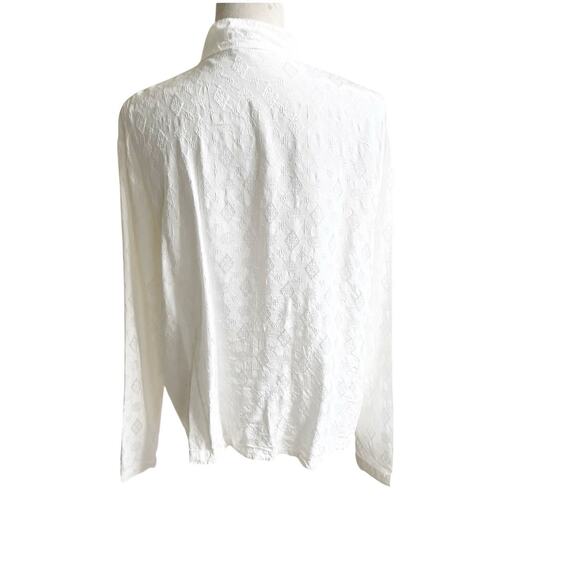 CP Shades Diamond Jacquard Print Rayon Button Down Size Large White Coastal - Picture 2 of 12